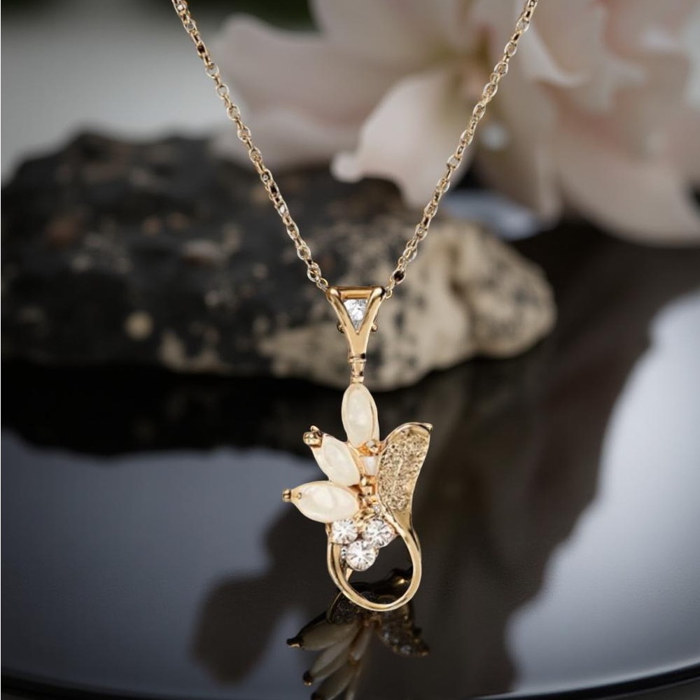 18” Three Opal & Swarovski Crystal 14k GolD Filled Chain Necklace